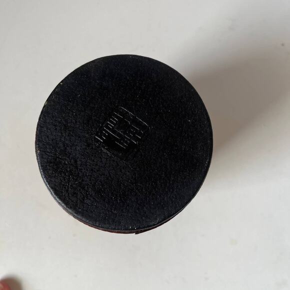 PETER PINDER Leather Pen Holder Brown Caribou Water Buffalo Bamboo 4" Felt - Picture 5 of 10